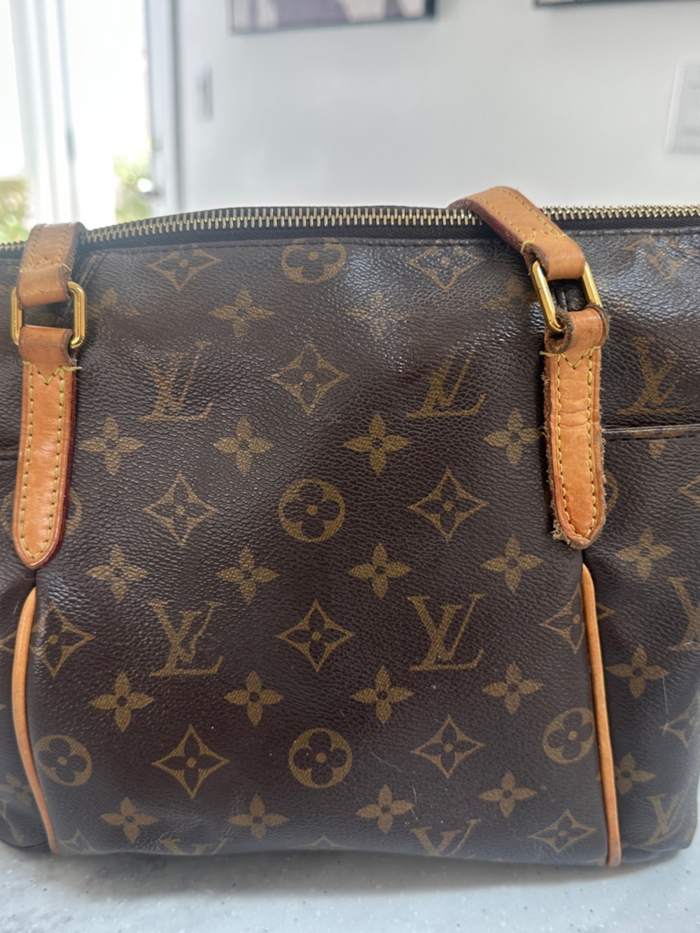 Louis Vuitton Monogram Canvas Messenger Bag in Brown with Tan Trim